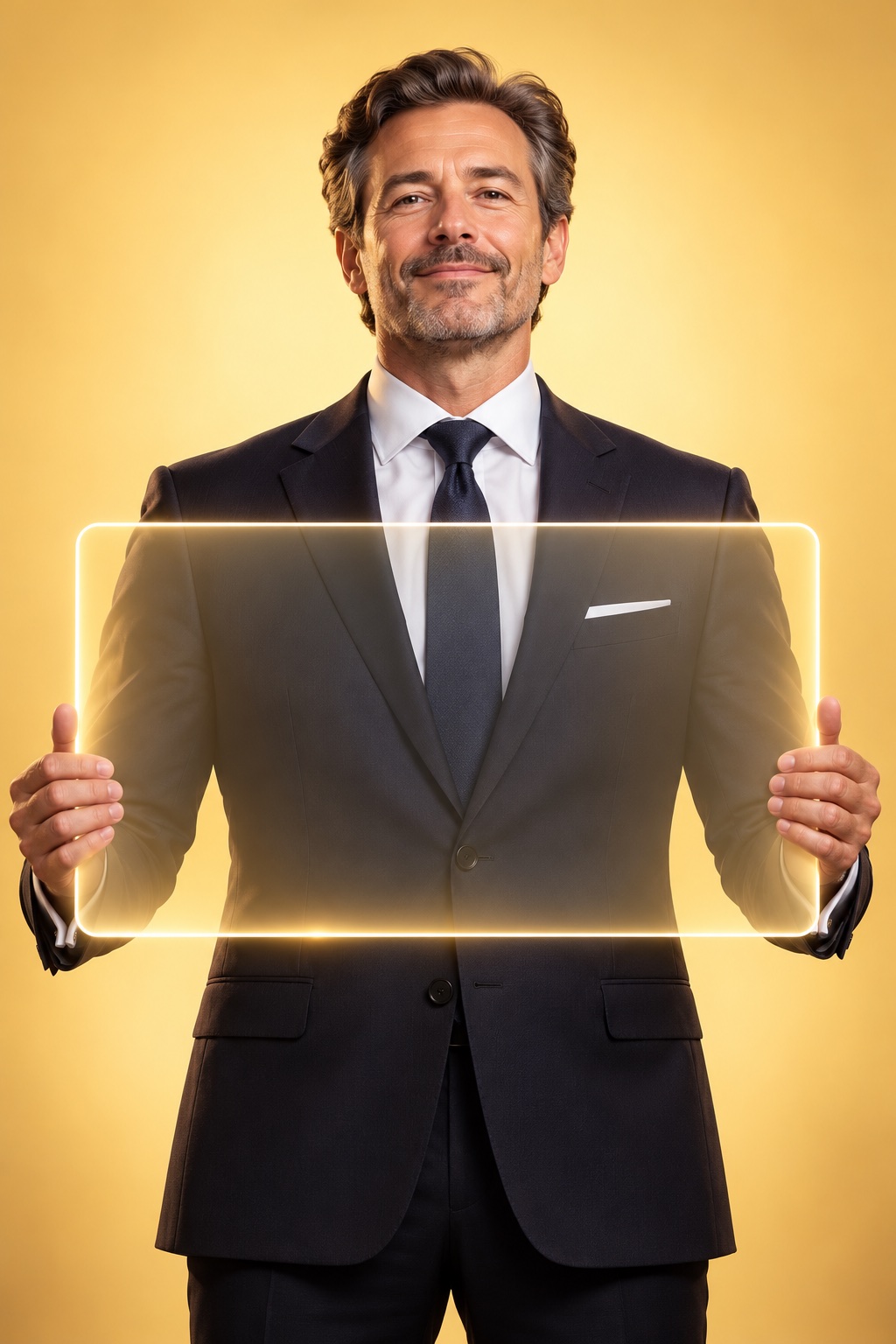 SlopSkills faculty member with a luminous presentation frame